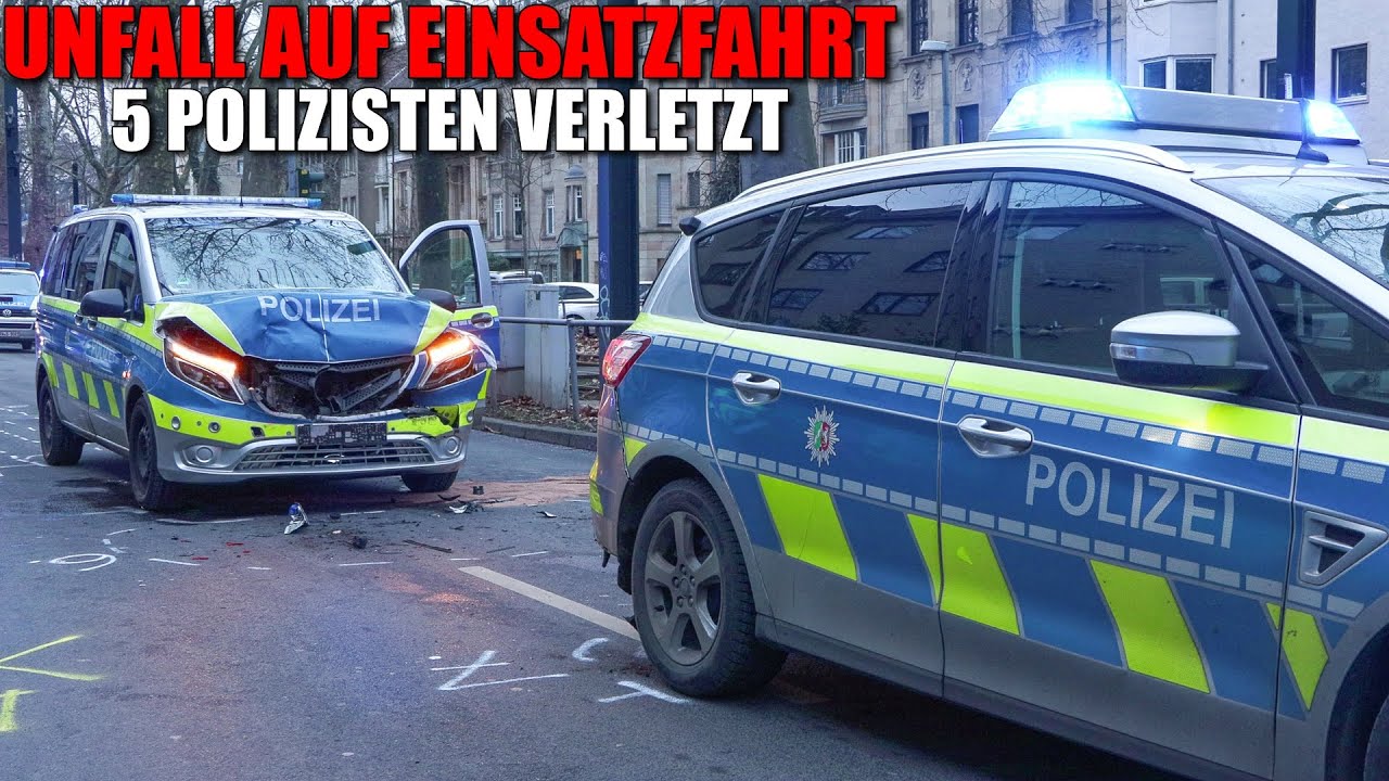 [SCHWERER UNFALL AUF EINSATZFAHRT!] - Auffahrunfall zwischen 2 Streifenwagen ~ 5 Polizisten verletzt