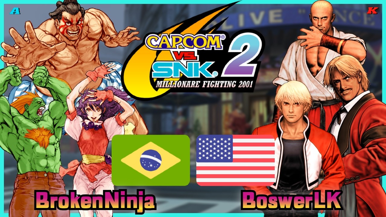 Capcom Vs. SNK 2 || BrokenNinja 🇧🇷 VS 🇺🇸 BoswerLK || FLYCAST FIGHTCADE 2