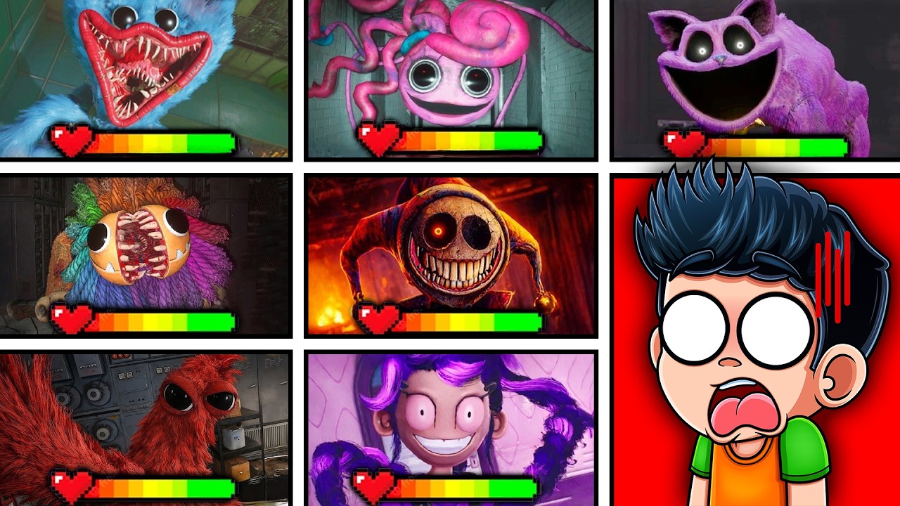 Poppy Playtime Chapter 1, 2, 3, 4, 5 – Todas las MUERTES con BARRA DE VIDA | JONDRES GC REACCIONA