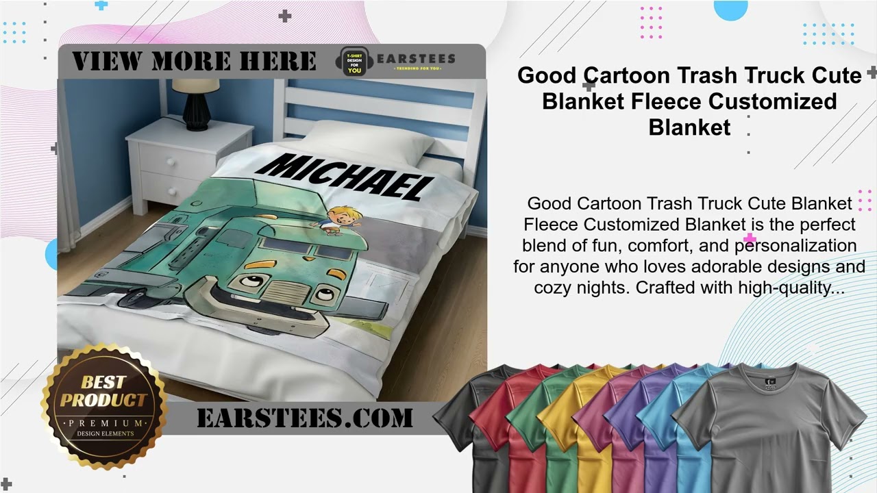 Good Cartoon Trash Truck Cute Blanket Fleece Customized Blanket