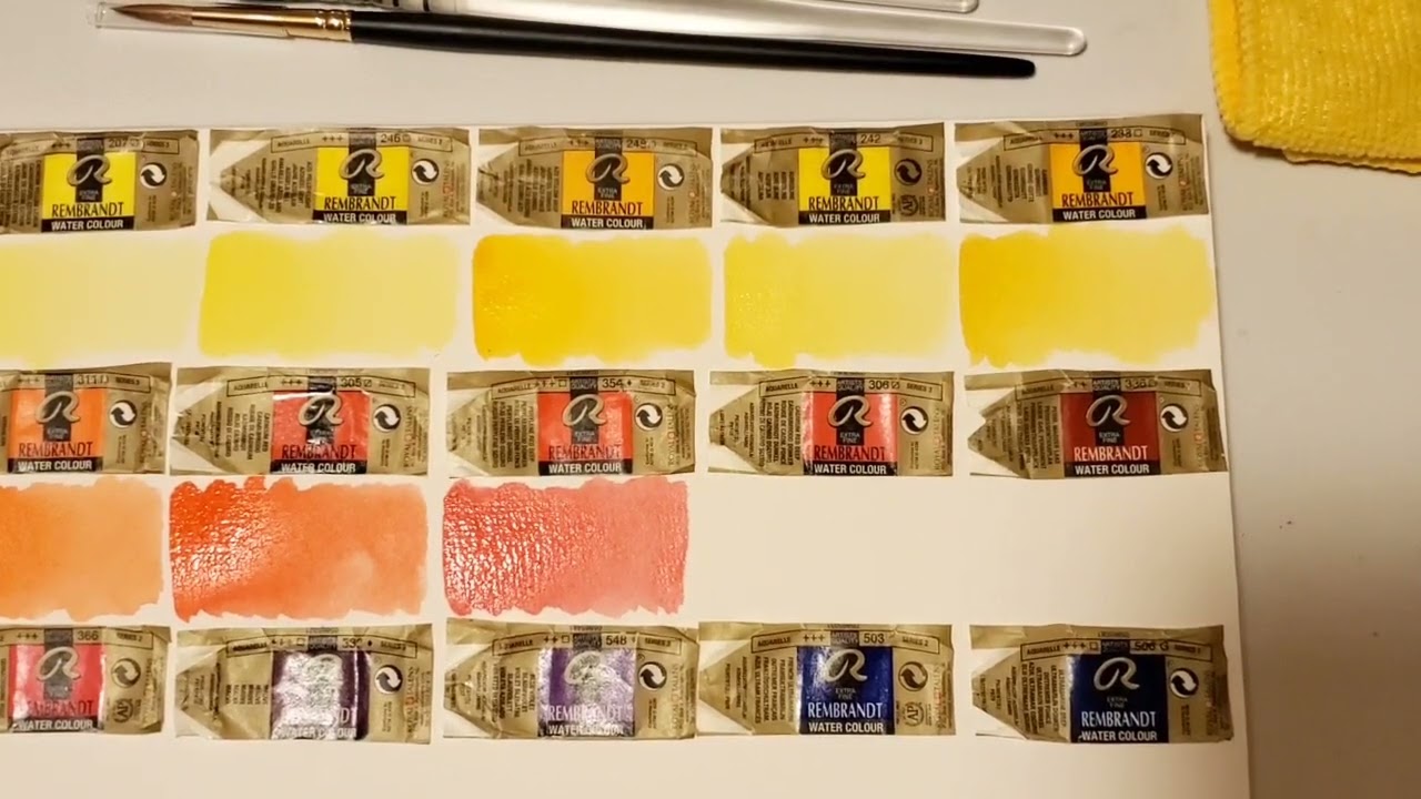 Swatching a gift from Rembrandt 36 half pan watercolor set