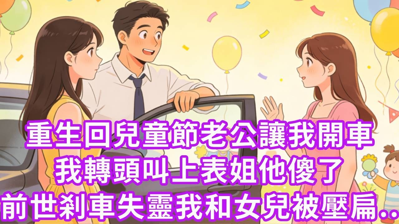 重生回兒童節老公讓我開車，我轉頭叫上表姐他傻了，前世剎車失靈我和女兒被壓扁，我口吐獻血喊老公救女兒，他笑拿遺產轉身擁抱表姐母子...#重生 #大女主 #情感 #復仇 #故事分享 #人生感悟