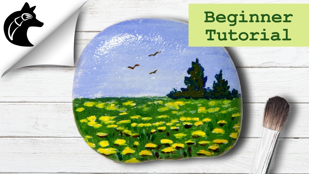 Rock Painting Tutorial For Beginners Landscape Meadow