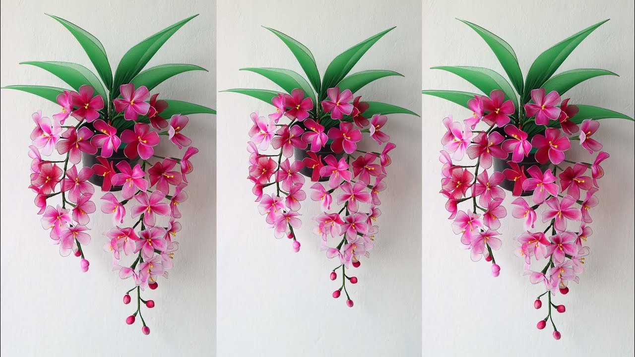 Cara membuat bunga anggrek stoking gantung | Hiasan dinding | How to make nylon stocking Flower