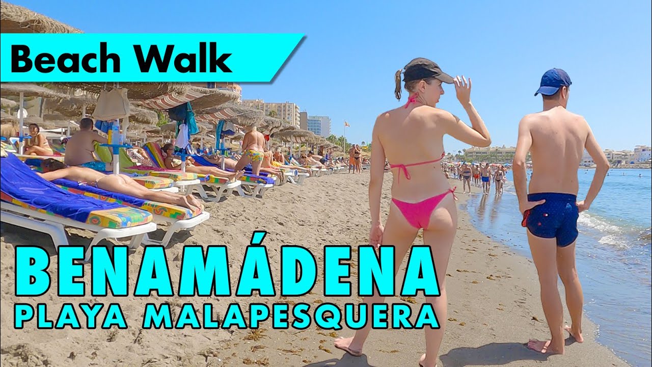 Beach walk Benalm&aacute;dena Spain - Summer 2022 - Playa Malapesquera immersive virtual walking tour