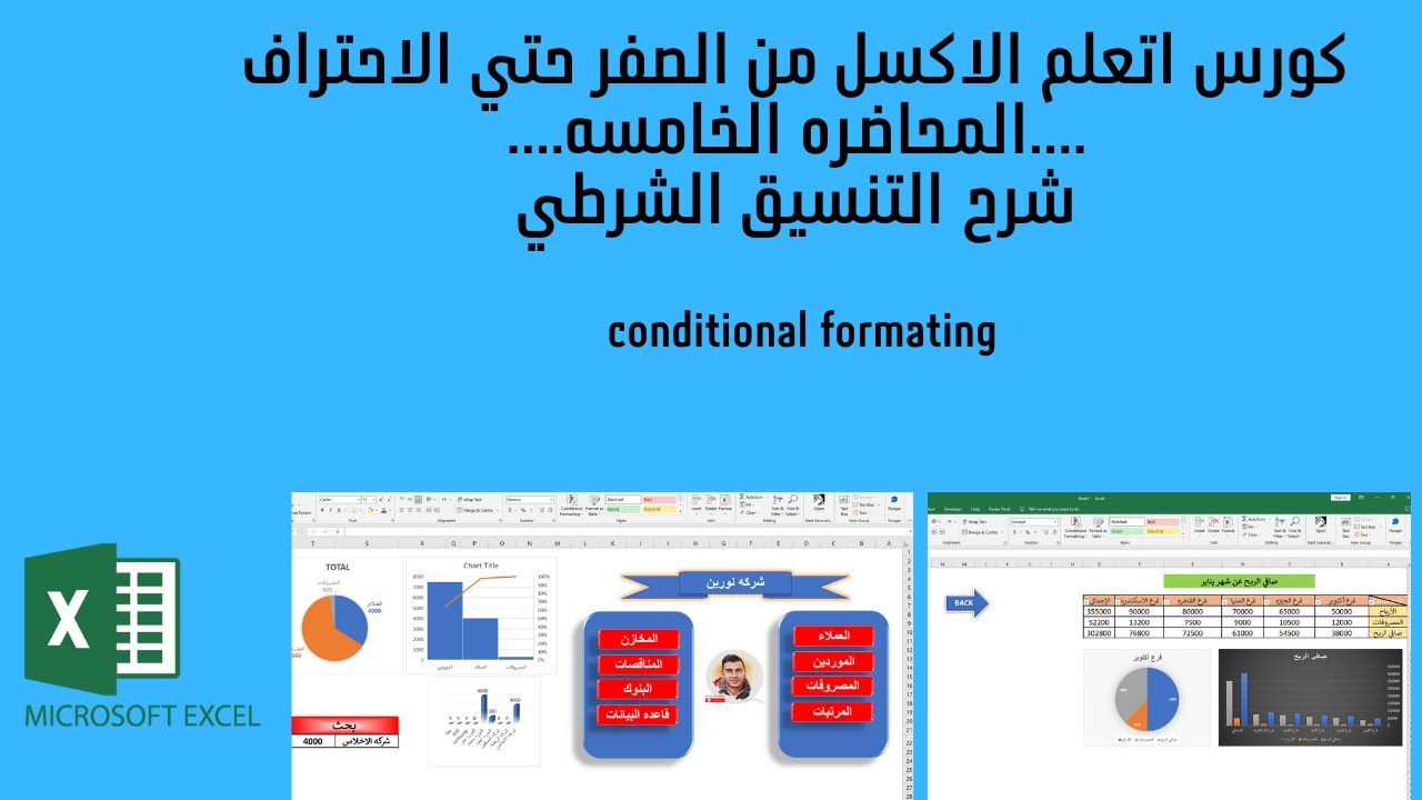 المحاضره الخامسه شرح التنسيق الشرطي Conditional formating