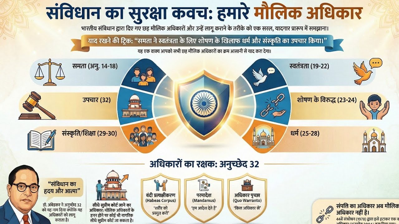 Indian constitution:  मौलिक अधिकार (Fundamental Rights) भाग 3(अनु.12–35)Upsc, SSC and State PSC 