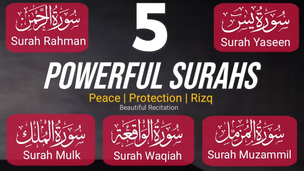 5 Powerful Surahs | Morning & Daily Quran Recitation for Peace | Yaseen,Rahman,Mulk,Muzammil,Waqiah