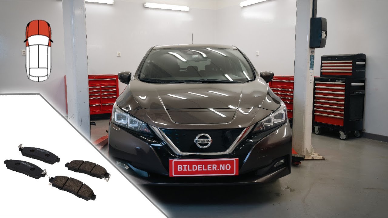 Nissan Leaf(ZE1): Hvordan bytte bremseklosser foran - 2017 og nyere modeller