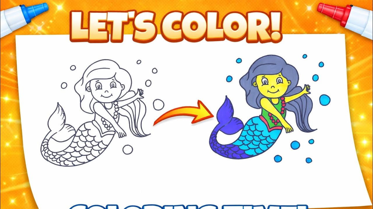 CUTE DRAWING AND COLORING IDEAS #kidsart #drawing#kidsdrawings#easydrawing #howtodraw#mermaid