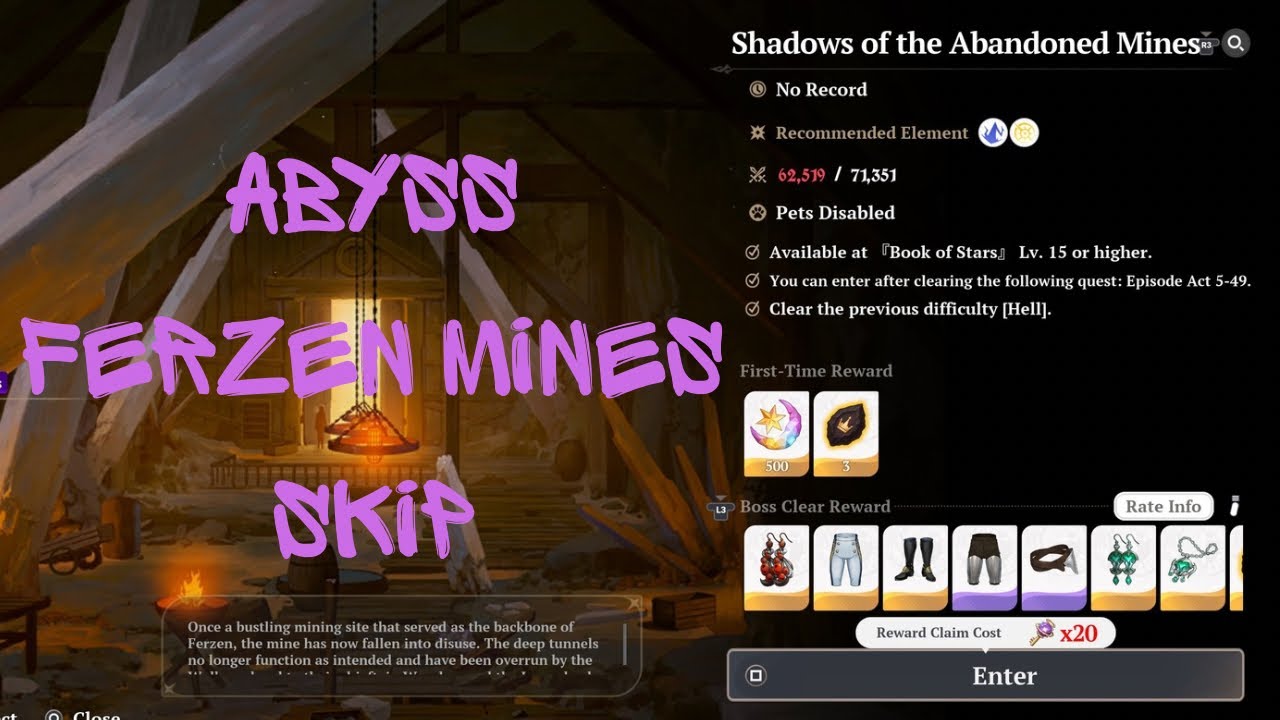 Abyss Ferzen Mines Dungeon Solo w/ Skip | Seven Deadly Sins: Origin 