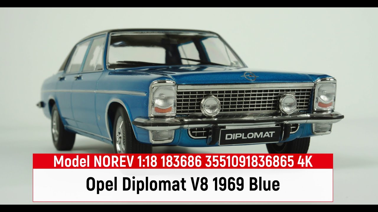 Model NOREV 1:18 183686 Opel Diplomat V8 1969 Blue 3551091836865 4K
