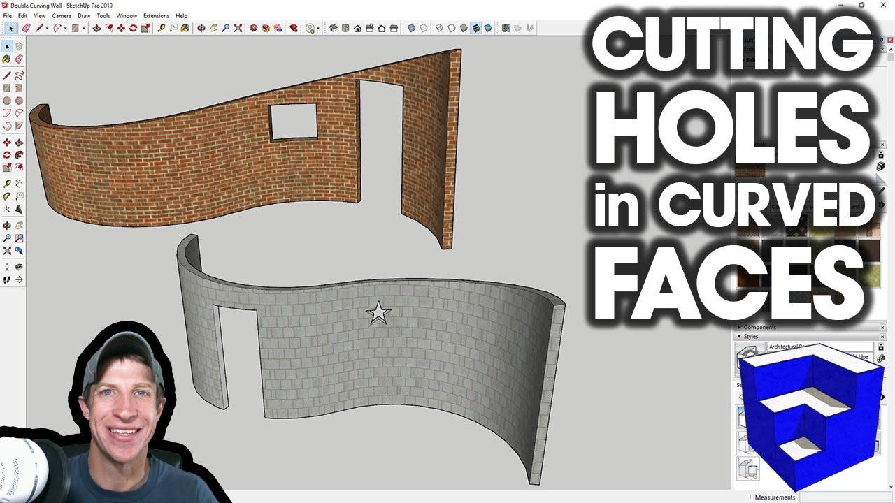 Как вырезать отверстия в изогнутых стенах в SketchUp