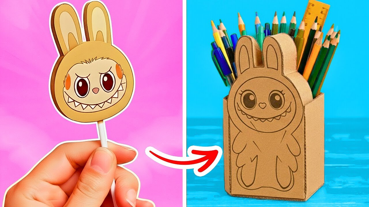 GLAM OR BASIC LABUBU SCHOOL SUPPLIES 🚌✨ Fun DIY Paper Crafts You’ll Love! 🎨💖