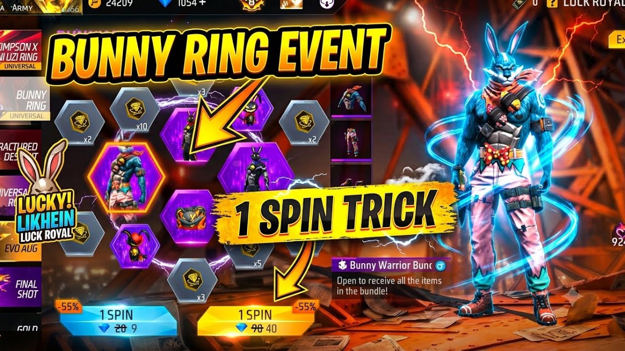 Bunny Ring 💥 Event 1 Spin Trick 😱 How to Get the Warrior Bunny Bundle with Few Diamonds? 🎁