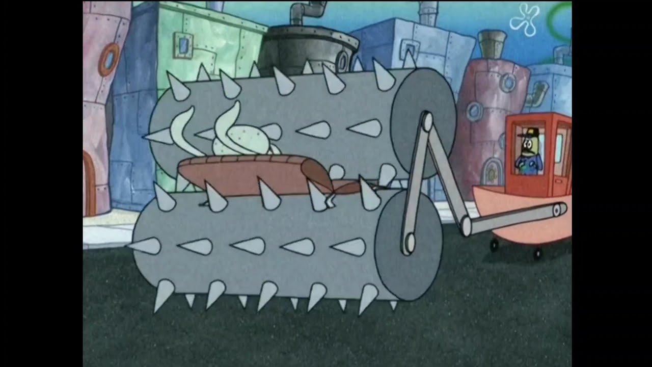 Squidward gets crushed by machine