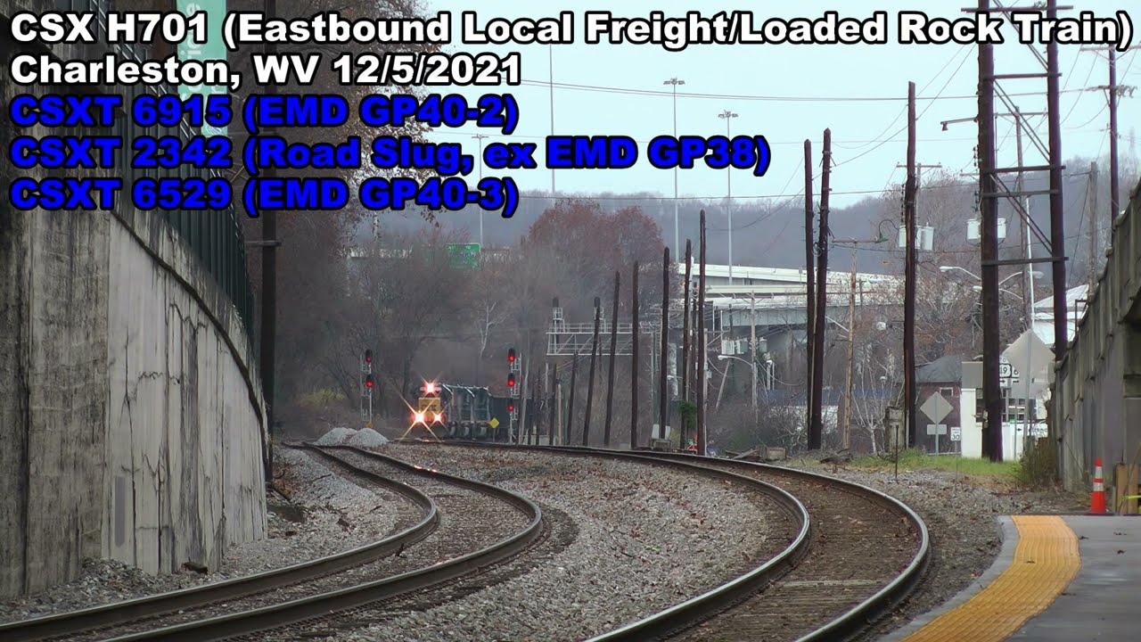 CSX Rock Train With GP40s Charleston, WV [HD]