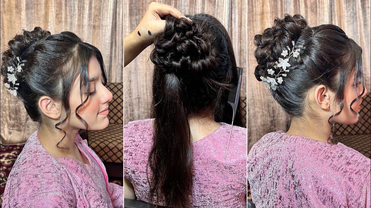 Juda hairstyle easy and beautiful | bridesmaid hairstyle for long hair | new bridal bun hairstyle |