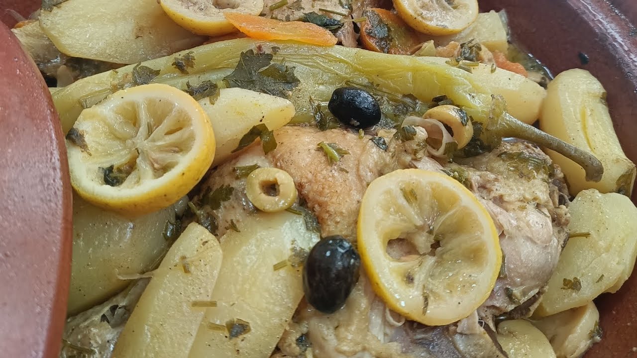 طجين زيتو وخضروات معى الدجاج بنة لاتوقاوم،❤️❤️❤️❤️❤️