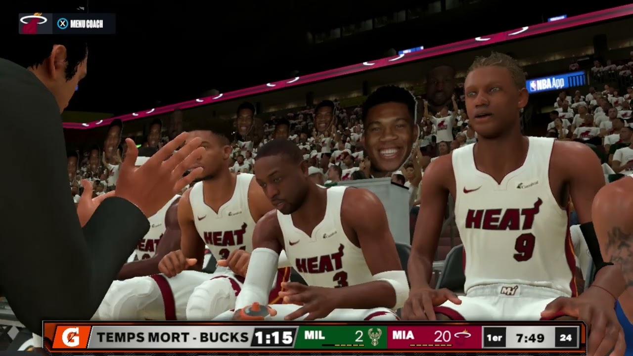 Victoire du Miami Heat vs Milwaukee 212-26. 55 pts, 11 reb, 4 pad,  3 ctr de Blaise Louzingou Dieu