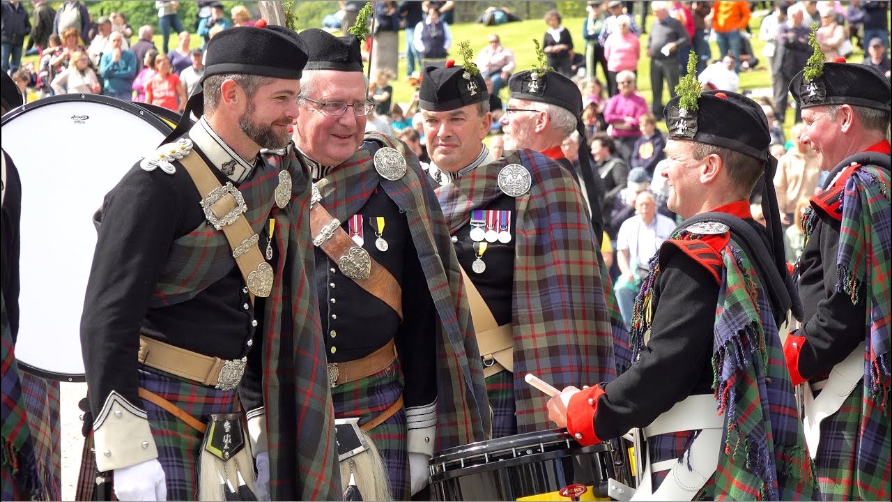 Atholl Pipe Band playing Kilworth Hills during 2022 Atholl Highlanders Parade at Blair Castle