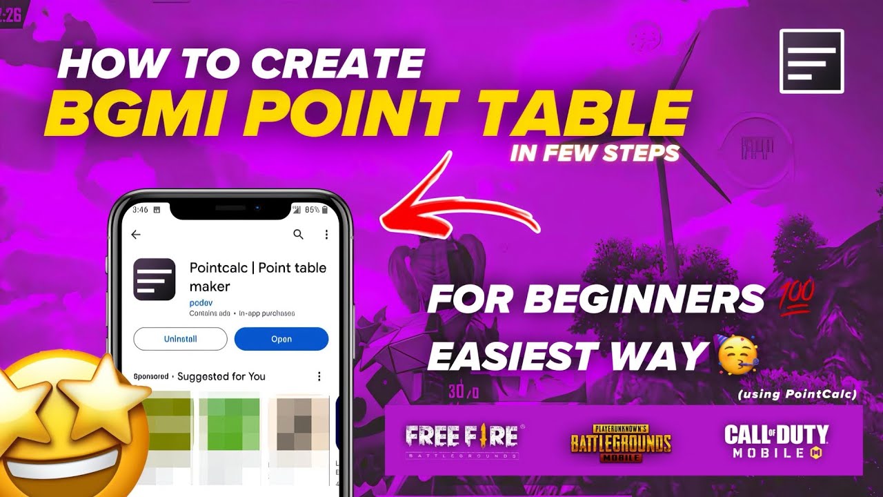 HOW TO MAKE BGMI POINTS TABLE IN EASIEST WAY 🥳🥳🥳.   #POINTCALC