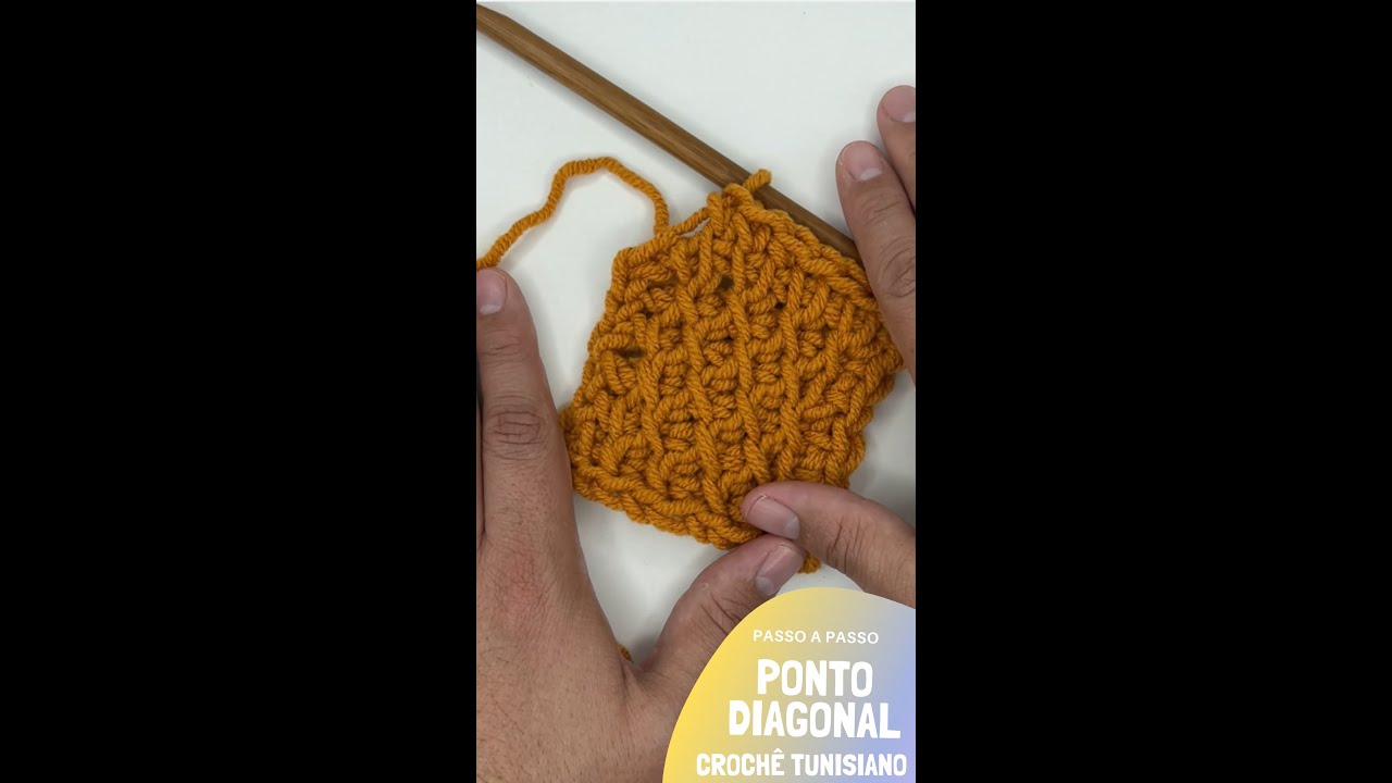 Ponto Diagonal   crochê tunisiano