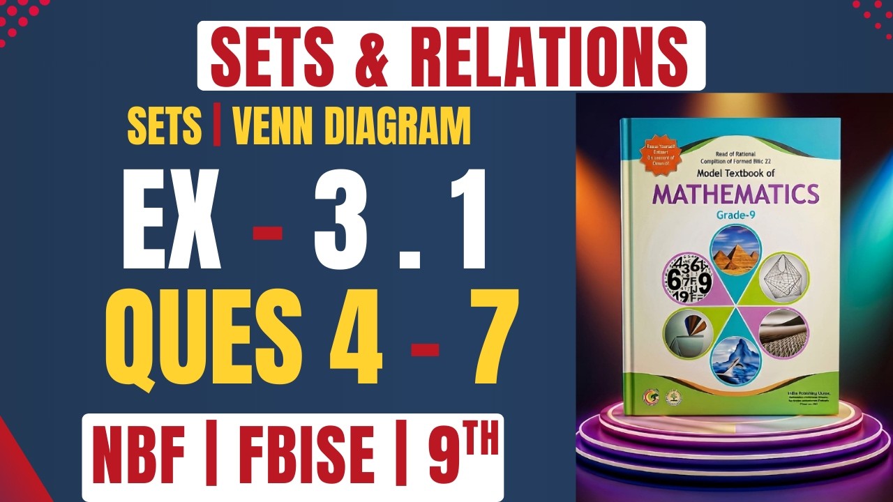 Maths Class 9 Unit 3 | Sets & Relations | Ex 3.1 Questions 4-7 | FBISE New Book NBF | O Level