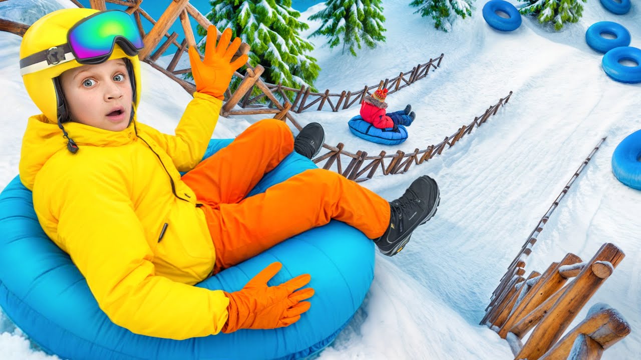 Рома катается на снежных горках в SKI Dubai