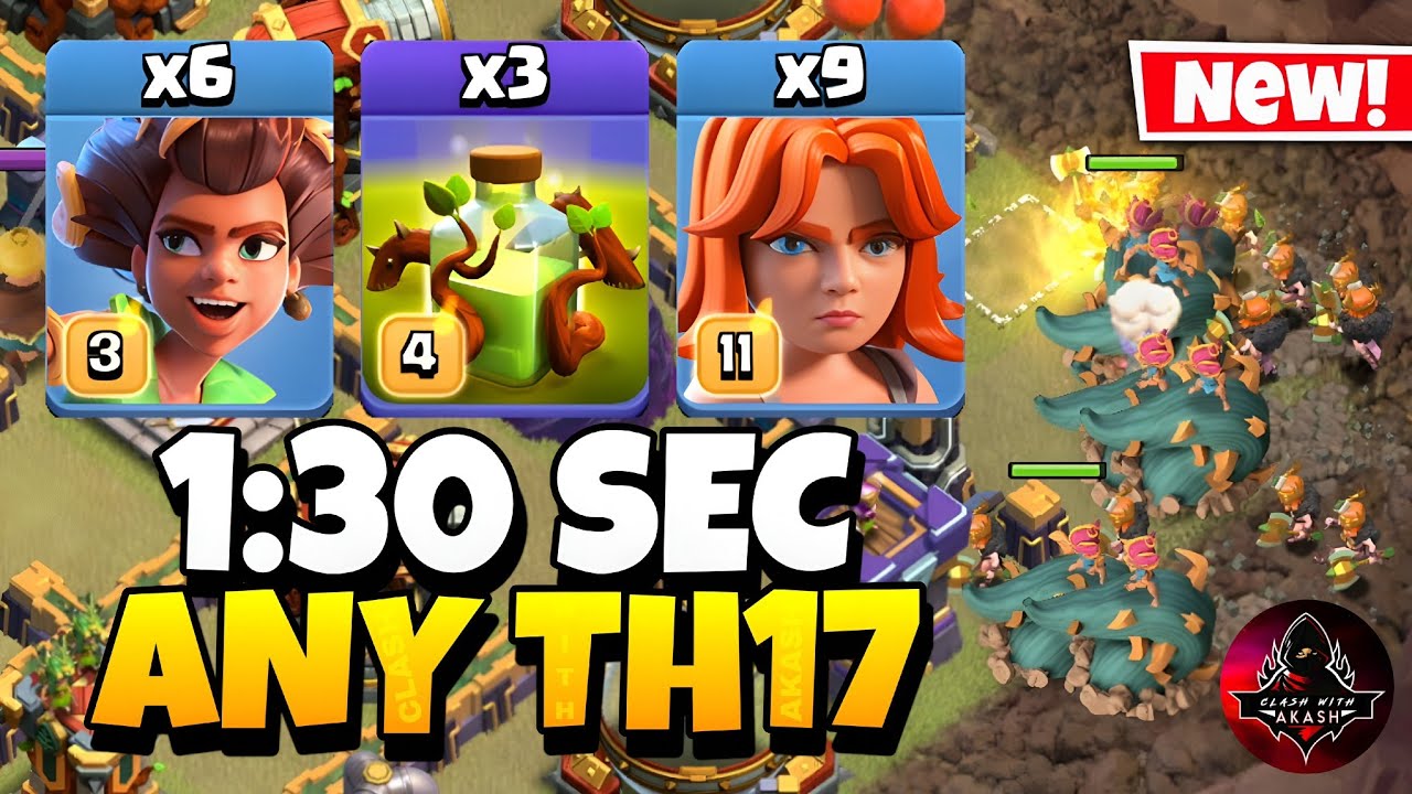 Epic Strategy! TH17 Root Rider Valkyrie Attack Strategy | TH17 Attack Strategy (Clash of Clans)