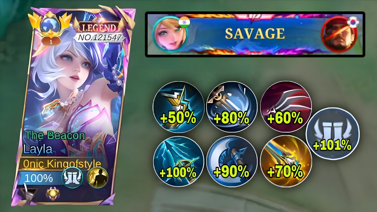 SAVAGE!! LAYLA SOLO HIGH RANK MATCH NEW 1 HIT BROKEN DAMAGE BUILD! - MLBB