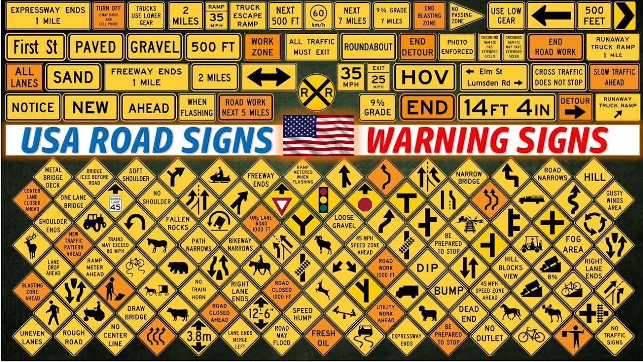 USA ROAD SIGNS - All WARNING SIGNS
