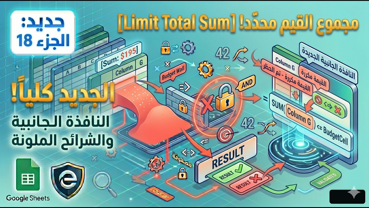 Google Sheets Data Validation Tutorial  (18) مجموع القيم لا يتعدى قيمة معينة