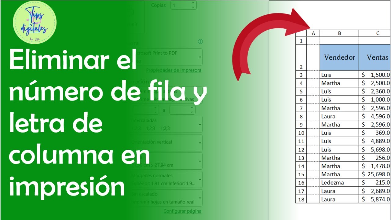 Eliminar el número de fila y letra de columna en impresión