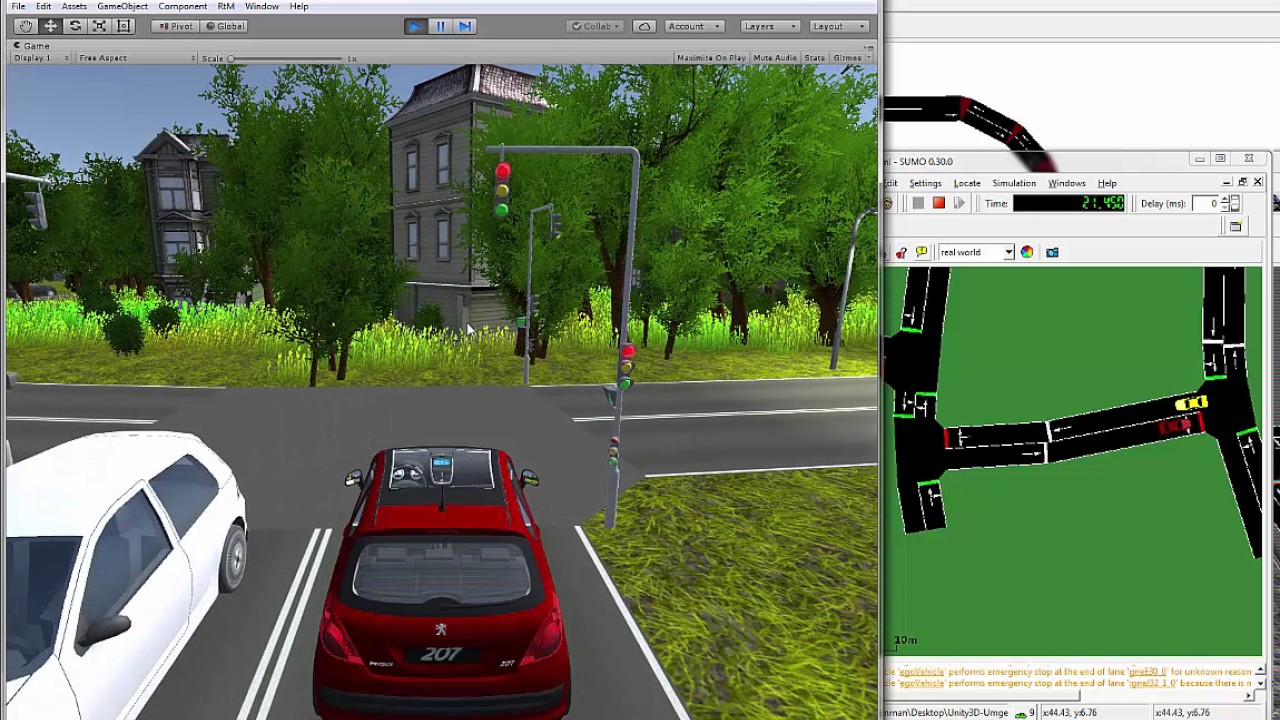 SUMO Traffic Simulation in Unity3D (3d Simulation)