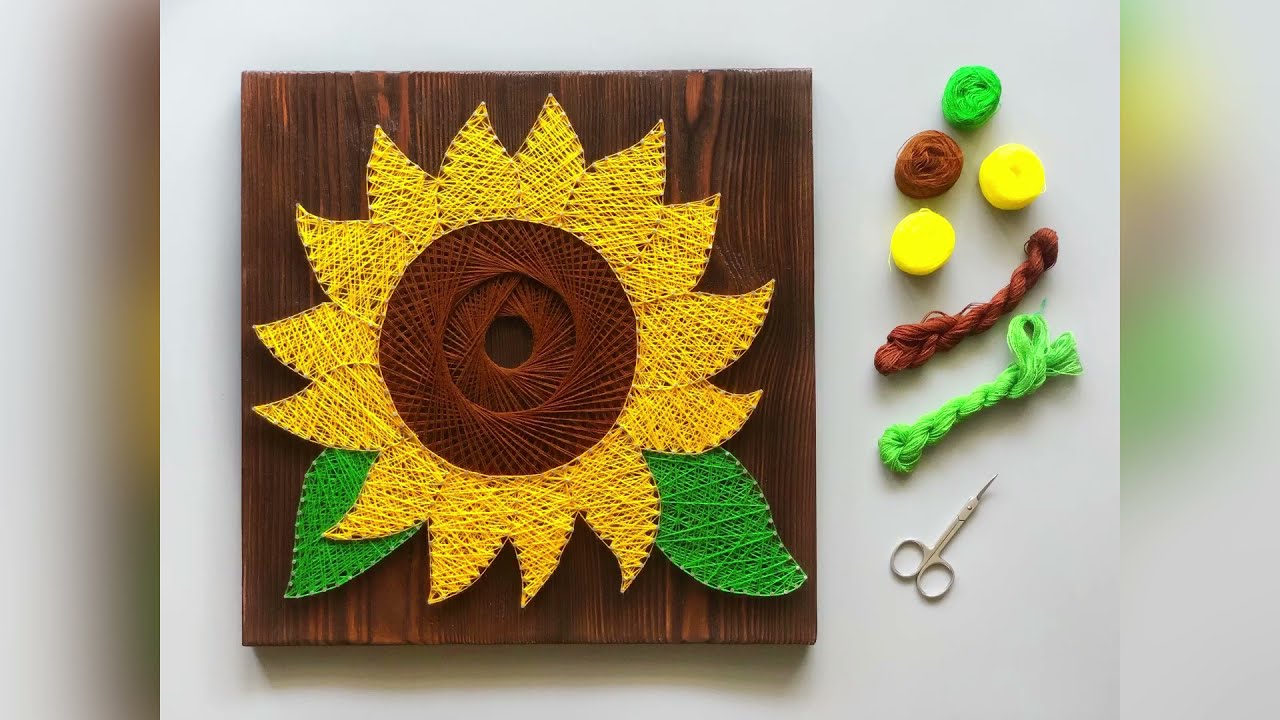 Мастер класс по стринг арту Подсолнух/ DIY kit string art Sunflower