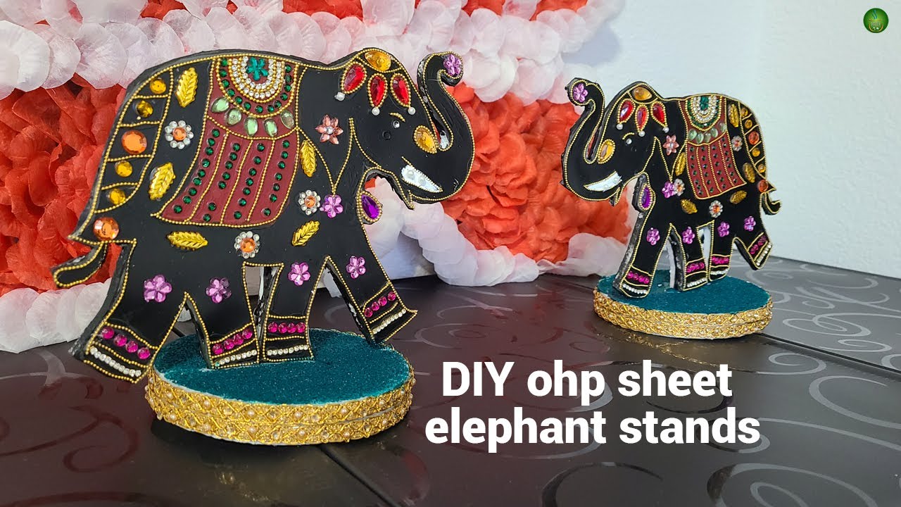 DIY elephant rangoli on ohp sheet | Elephant stands for home decor | festival decor | Sowji's