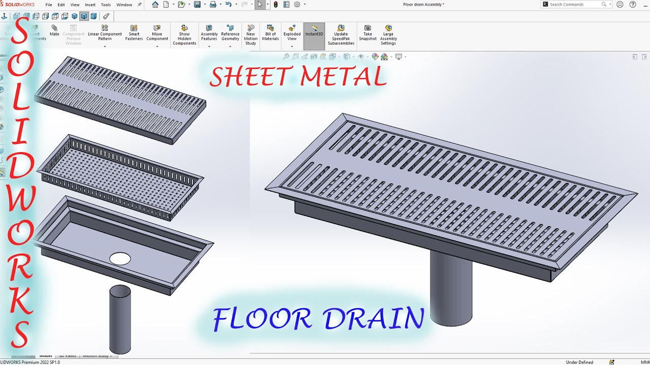 Solid works Sheet Metal Floor Drain Design