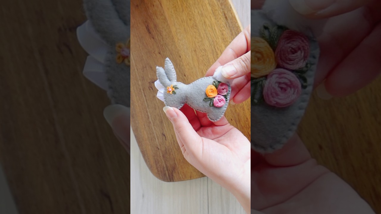 Embroidery felt Easter bunny ornament #easter #easterbunny #sewing #embroidery #needlework #craft