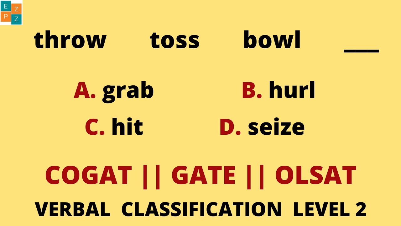 VERBAL CLASSIFICATION  LEVEL 2 || COGAT || GATE || OLSAT  || Job Aptitude Test