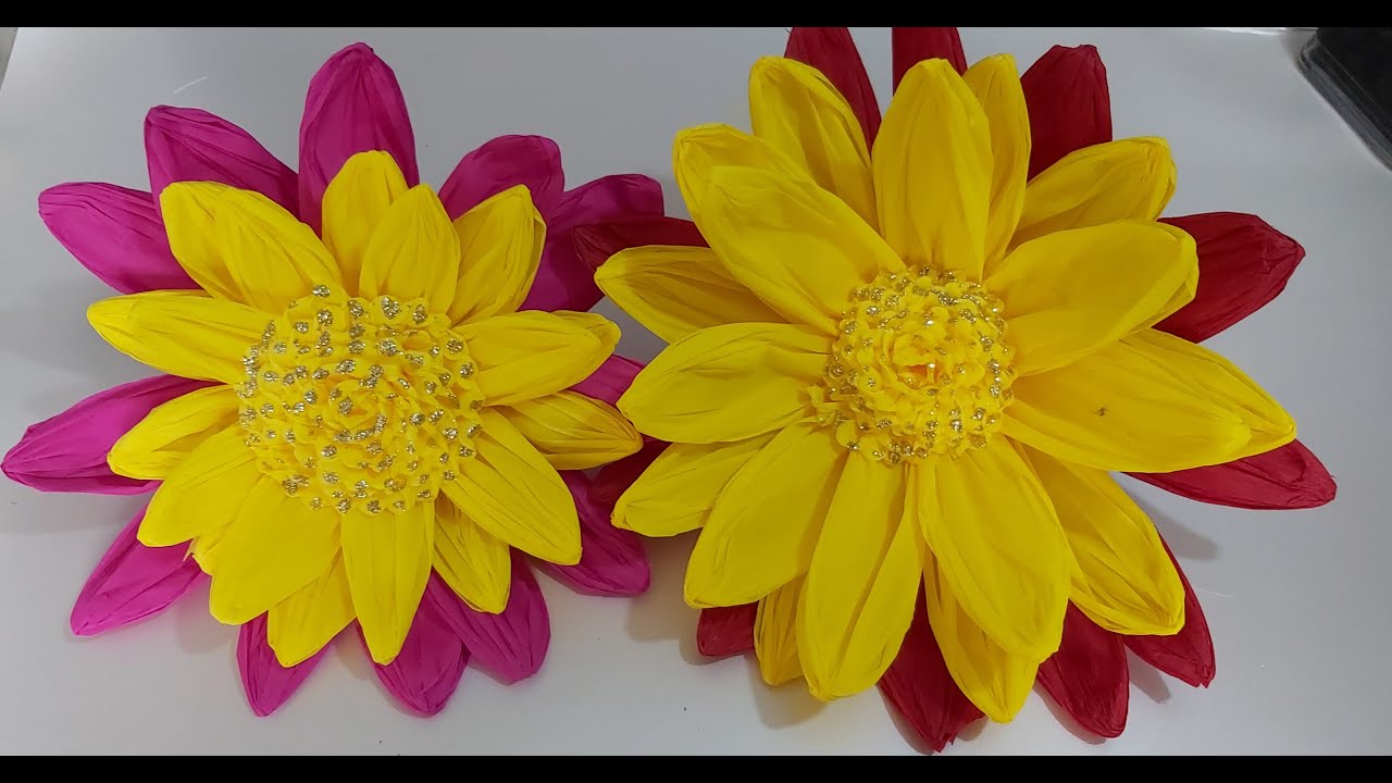 Flores de crepe con tecnica de petalos planos