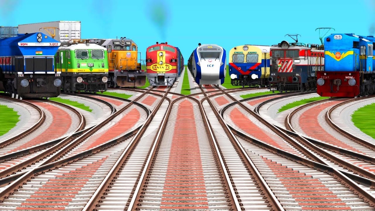 8 Indian Railways Crossing At Bumpy Railroad Tracks | trains crossing games | train simulator 2026