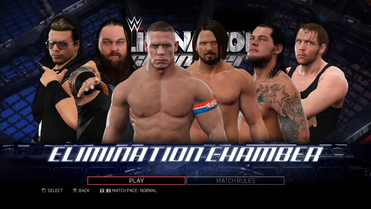 WWE 2K17 PS3 - JohnCenaVSAJStylesVSBrayWyattVSBaronCorbinVSTheMizVSDeanAmbrose - Elimination Chamber
