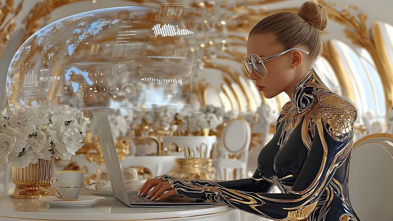 FUTURISTIC CYBER ELEGANCE CITY  | Sci Fi Ambient Soundscape  4K Calm Work, Deep Focus