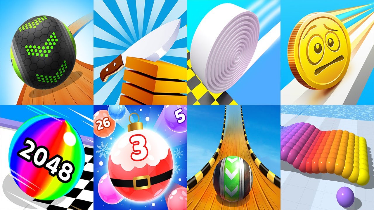GOING BALLS VS SLICE IT ALL BRICK BUILDER COIN RUSH BALL RUN 2048 MARBLE RUN SKY ROLLING BALL