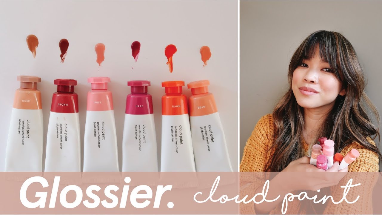 GLOSSIER CLOUD PAINT REVIEW + DISCOUNT CODE || All 6 shades swatched - cream blush try on demo