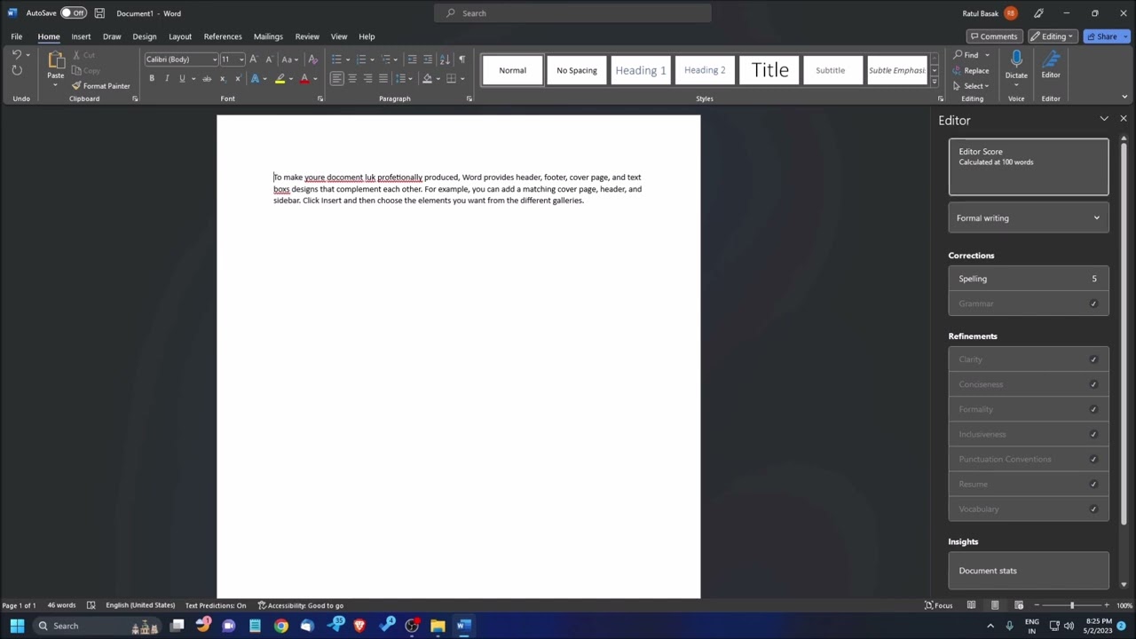 Using MS Word With Screen Readers (Part 8) | How To Create Error Free Document Using Spell Check