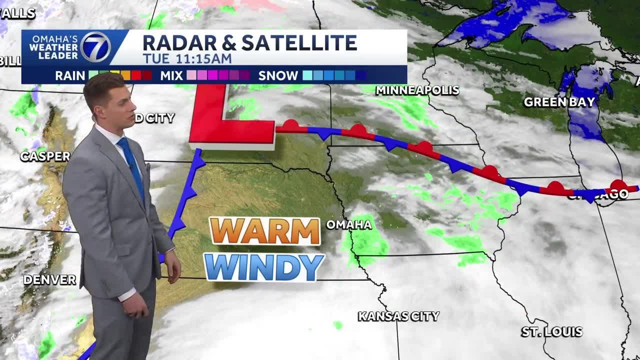 Warm and windy today, snow chance on Thursday