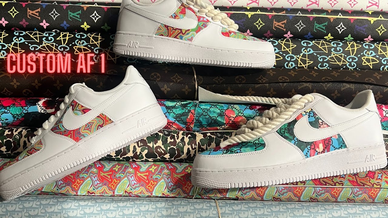 CUSTOM AIR FORCE 1 SHOE TUTORIAL ! HOW TO ADD FABRIC TO SHOES, BEST WAY!