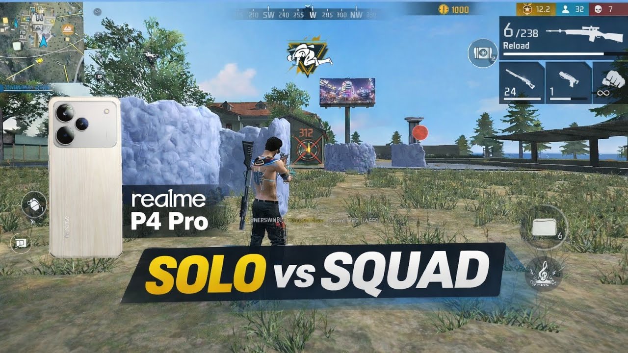 Realme p4 pro free fire gameplay 😱😮 | realme p4 pro me solo Vs squad gameplay 🔥 - Garena free fire